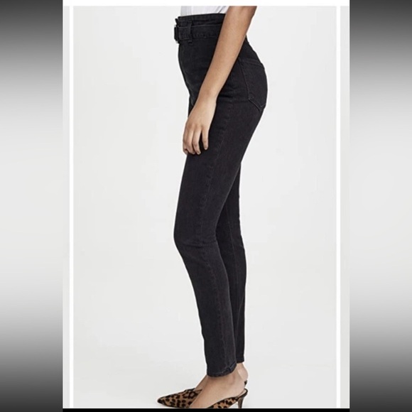 Reformation Reformation Black Wash Belted Kayo High Rise Jeans Size 25 NWT - Picture 2 of 5
